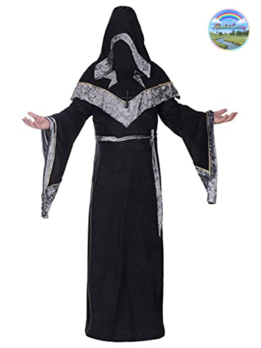 Mens Halloween Sorcerer Robe Medieval Hooded Gown Cloak Costume